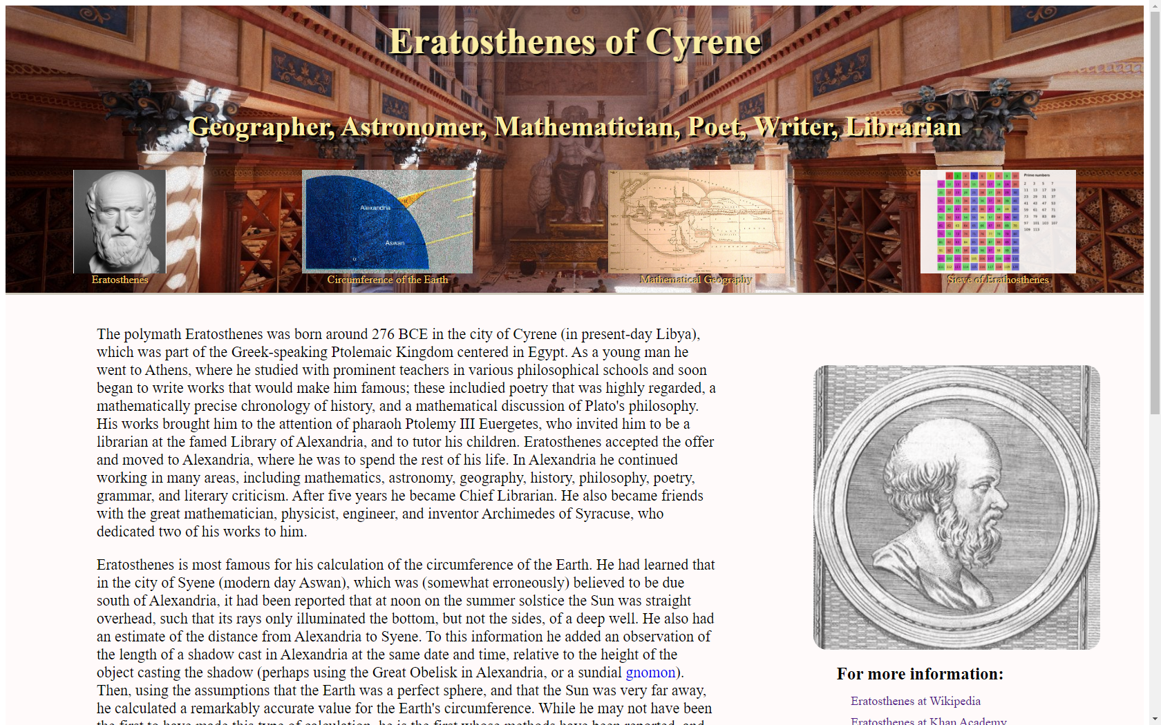 Eratosthenes HTML CSS Tribute Page Image