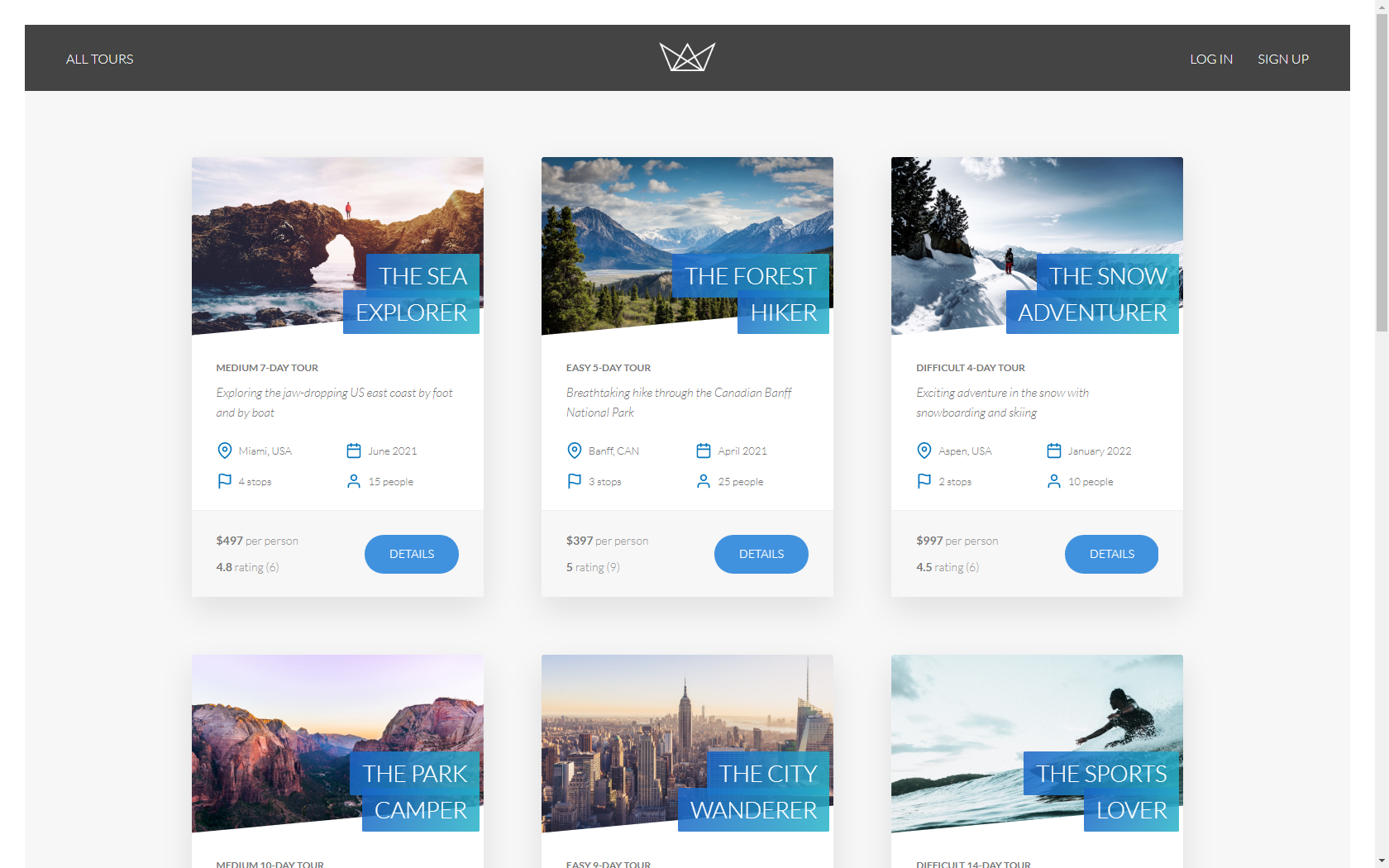 Natours JavaScript-Node.js-Express-MongoDB-Mongoose Site Image